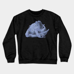 rhino lying down Crewneck Sweatshirt